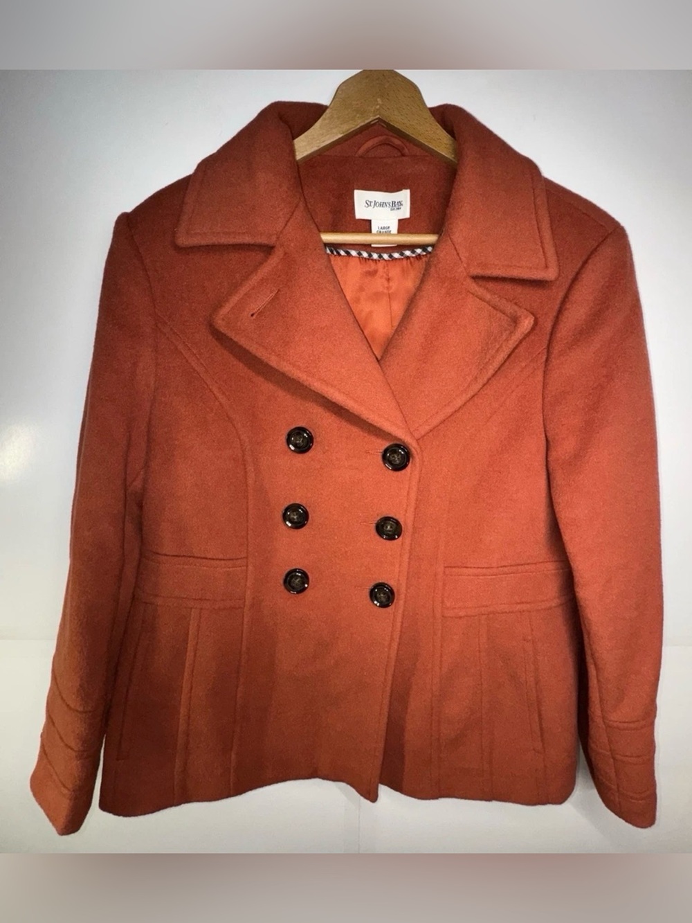 Women’s St Johns Bay Burnt Orange Wool Jacket size Large Very Good Condition